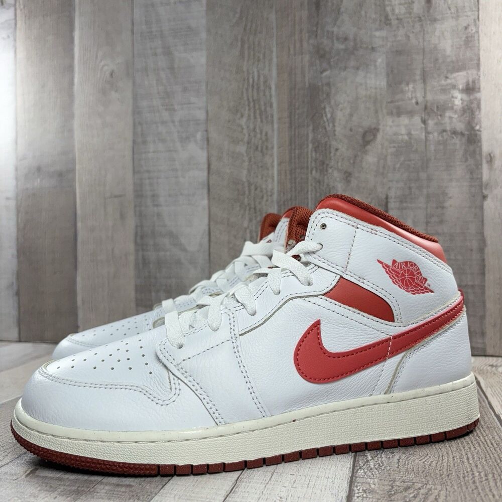 Air Jordan 1 Mid SE Basketball Shoes Sneakers White Lobster Kids 7Y I Womens 8.5